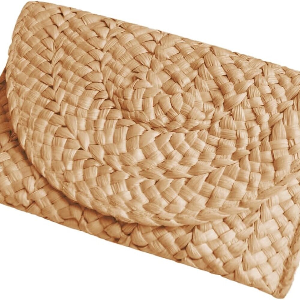 Straw Clutch Purse Women Summer Woven Beach Raffia Vacation Gift